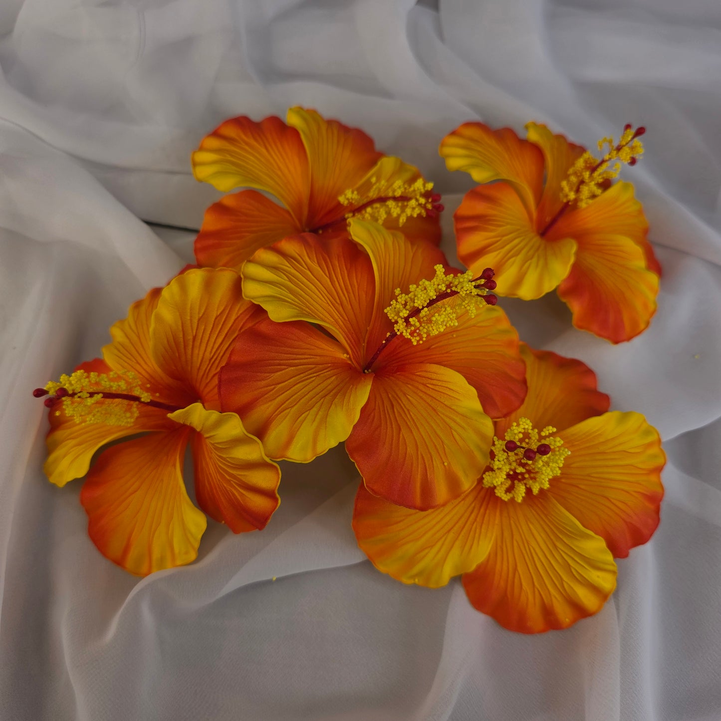 Bright Orange/Yellow Hibiscus 11.5 cm Flowerhead