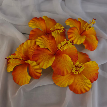 Bright Orange/Yellow Hibiscus 11.5 cm Flowerhead