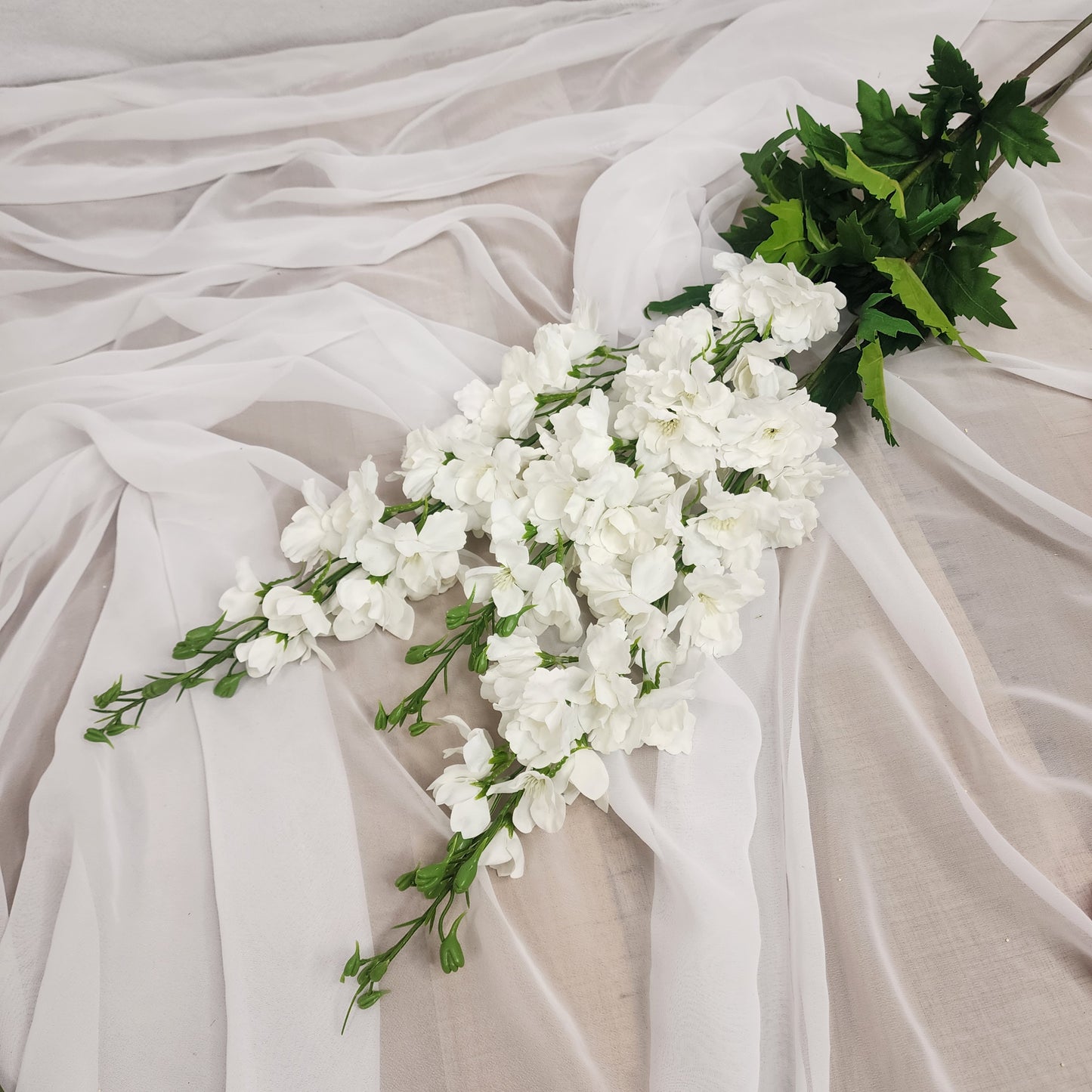 White Large Real Touch Delphinium - Realistic Artificial Flowers