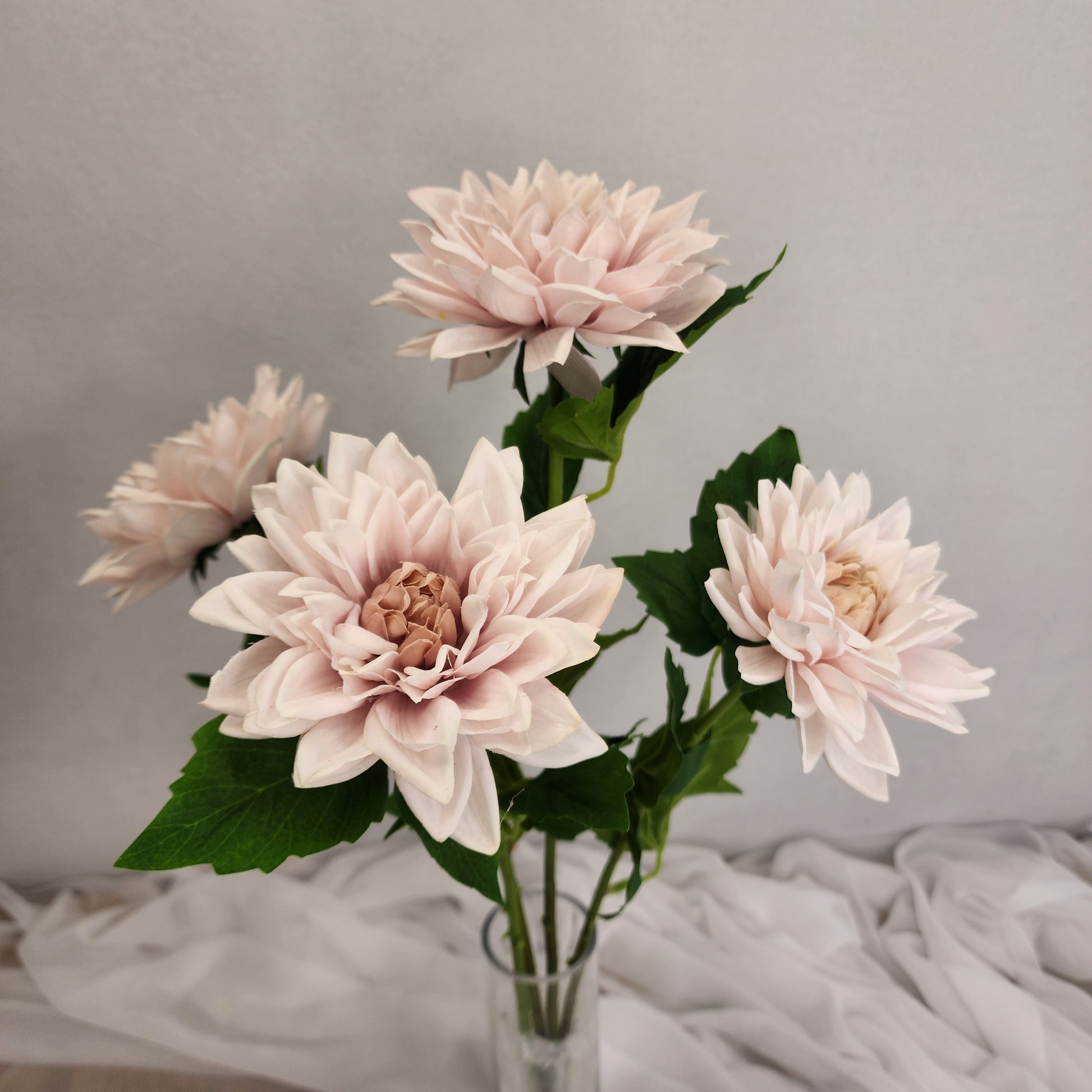 Light Pink Real Touch Dahlias-Realistic Artificial Flowers