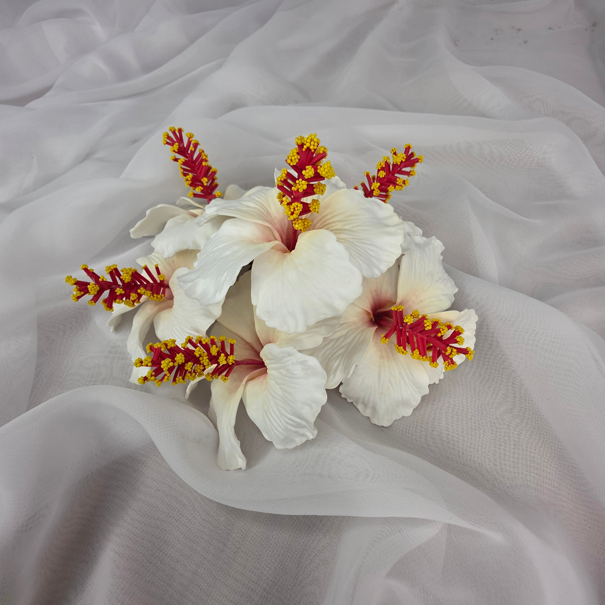 White Hibiscus 8cm Flowerhead