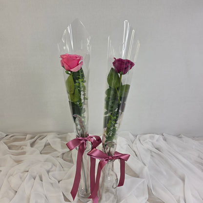Gift Wrapped, Single Cranberry Rose , Real Touch- Realistic Artificial Flowers