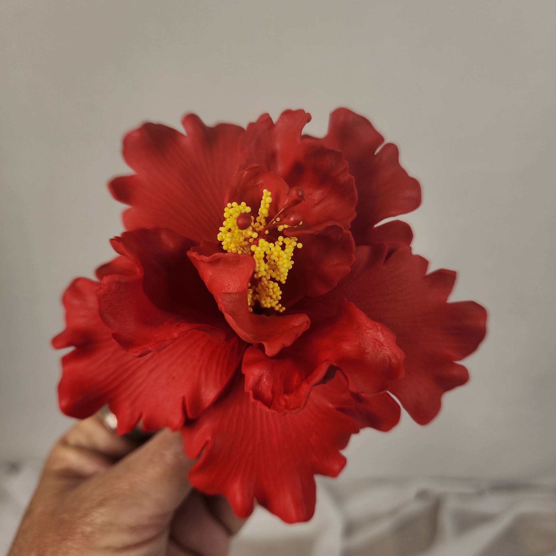 Red Double Hibiscus 11cm- Realistic artificial Flowers