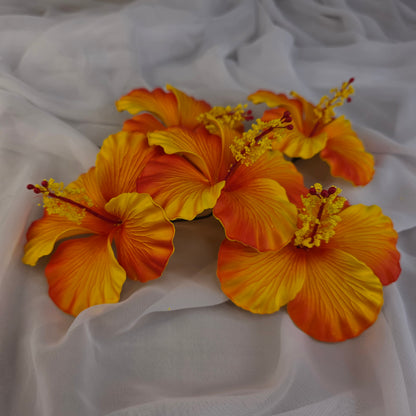 Bright Orange/Yellow Hibiscus 11.5 cm Flowerhead