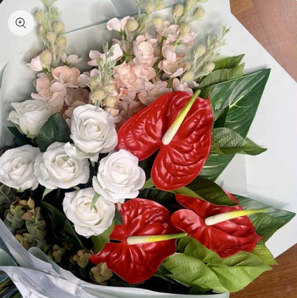 The Scarlet Stem - Realistic Artificial Anthurium Arrangement