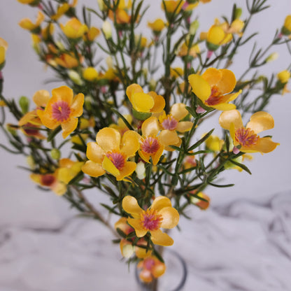 Wax Flower Spray Yellow - Realistic Artificial Flowers