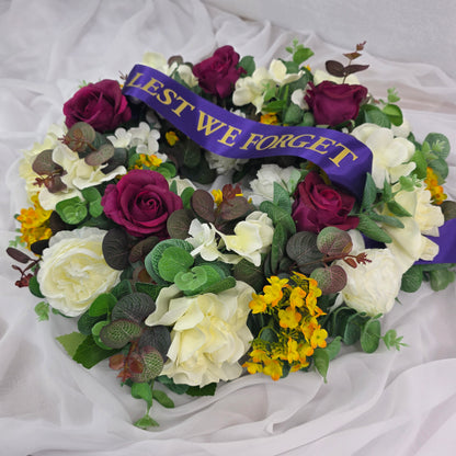 Wreath in Burgundy, White and Yellow