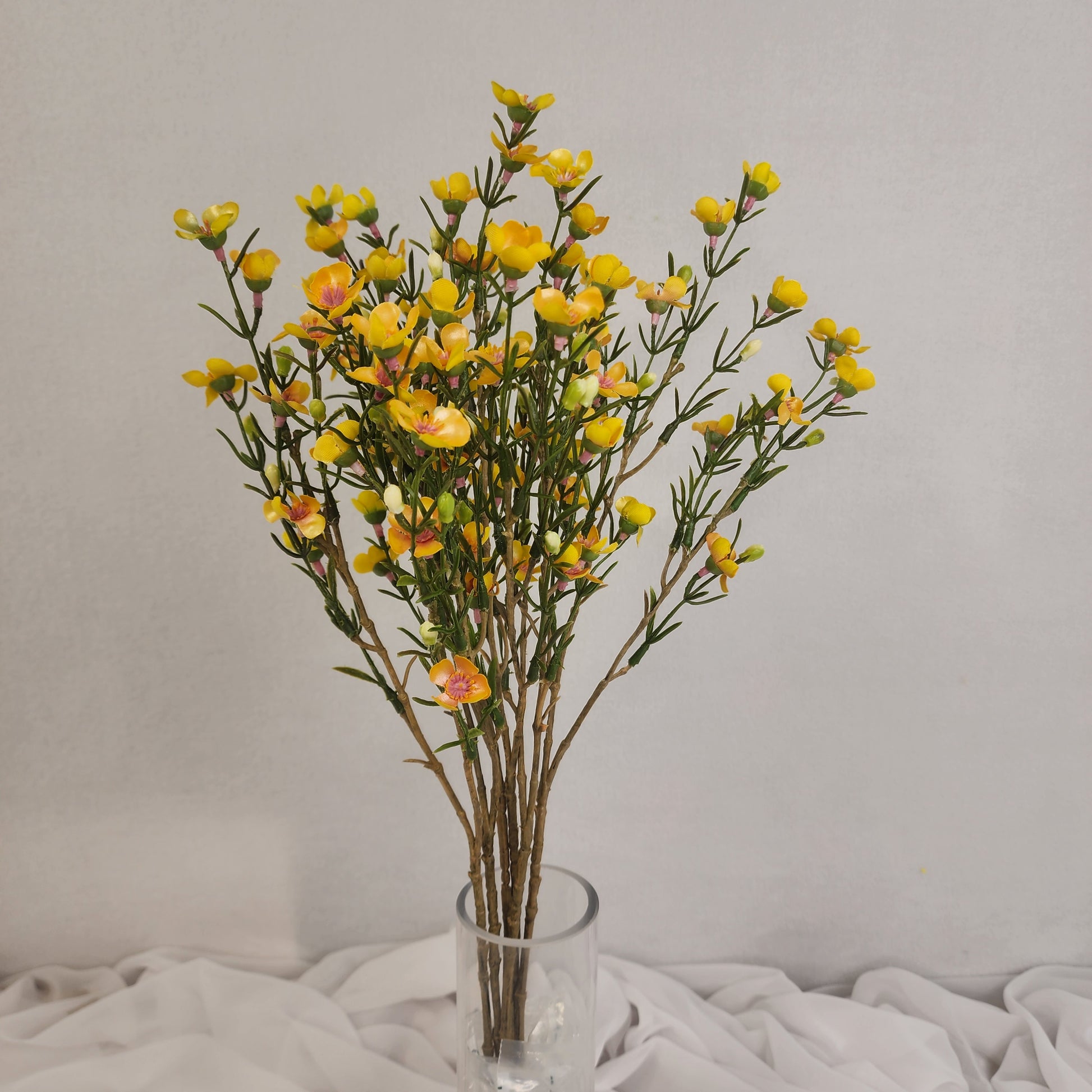 Wax Flower Spray Yellow - Realistic Artificial Flowers