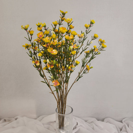 Wax Flower Spray Yellow - Realistic Artificial Flowers