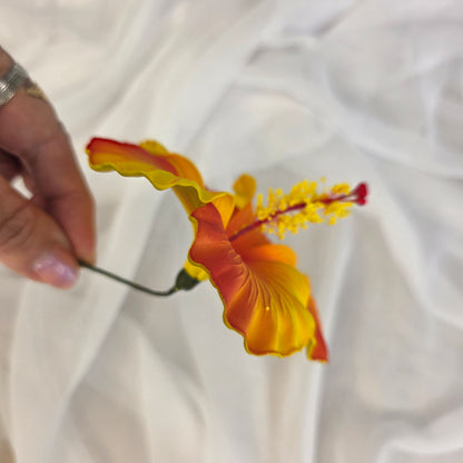 Bright Orange/Yellow Hibiscus 11.5 cm Flowerhead