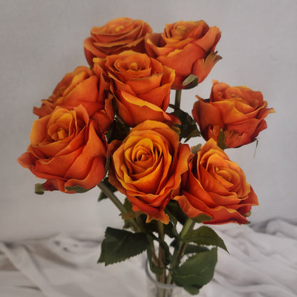 Burnt Orange Artificial Silk Rose Stem