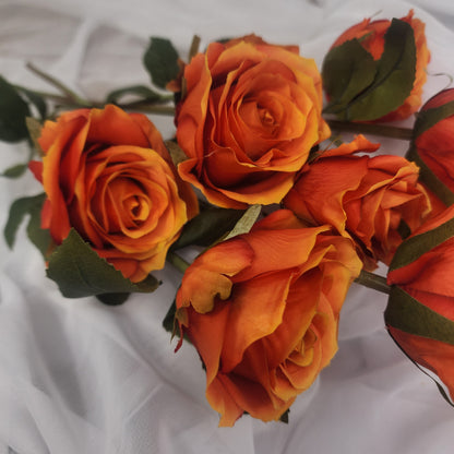 Burnt Orange Artificial Silk Rose Stem