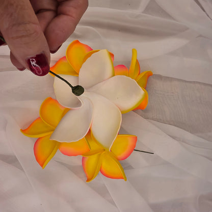 Hot Pink and Yellow Frangipani 11.5cm Flowerhead