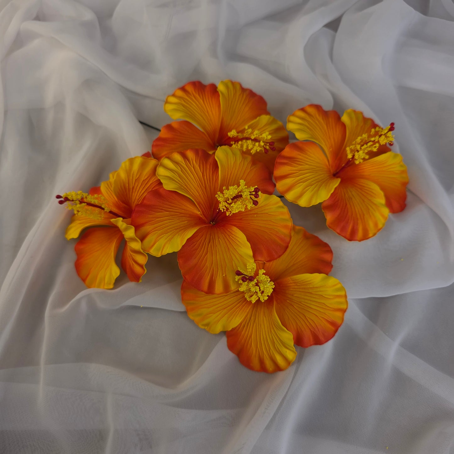 Bright Orange/Yellow Hibiscus 11.5 cm Flowerhead
