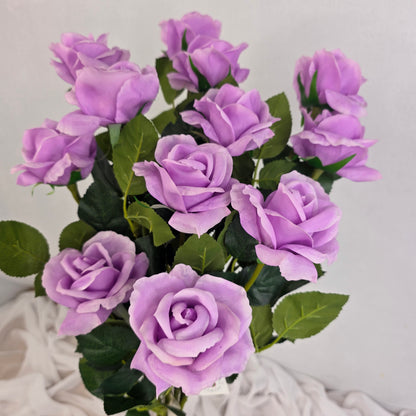 Lilac Real Touch Open Bloom Rose - Realistic Artificial Flowers