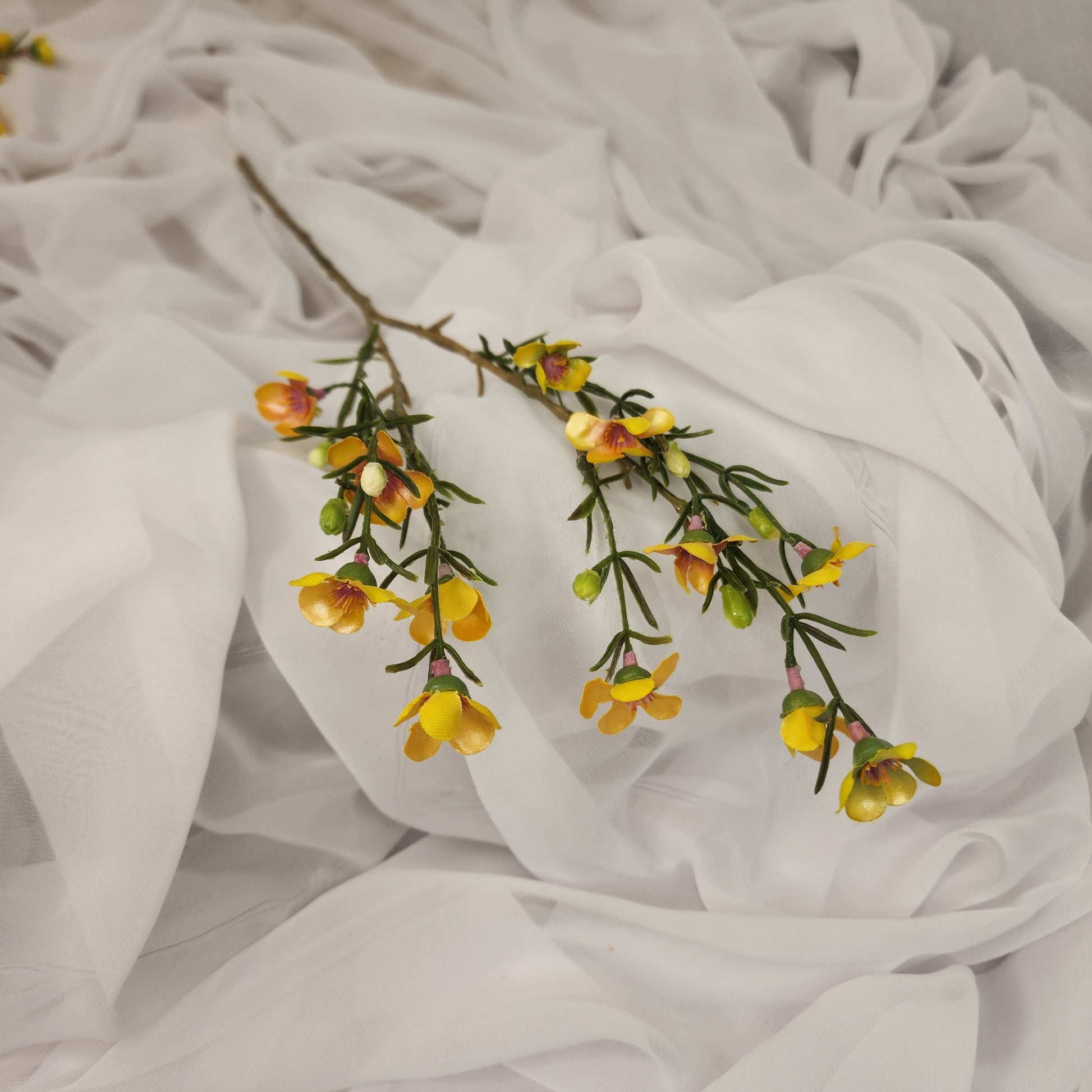 Wax Flower Spray Yellow - Realistic Artificial Flowers