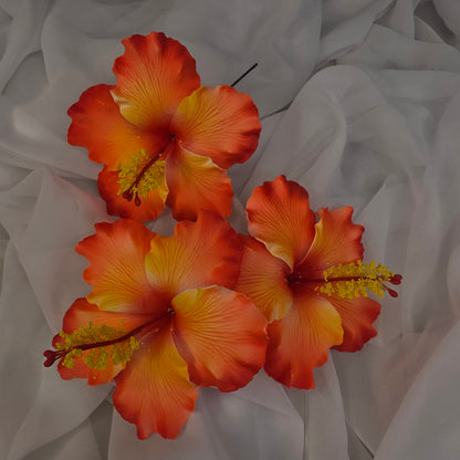 Bright Orange Hibiscus 11.5 cm Flowerhead