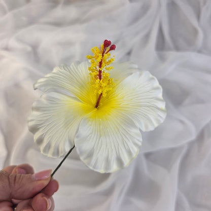 White/Yellow Hibiscus 11.5 cm Flowerhead