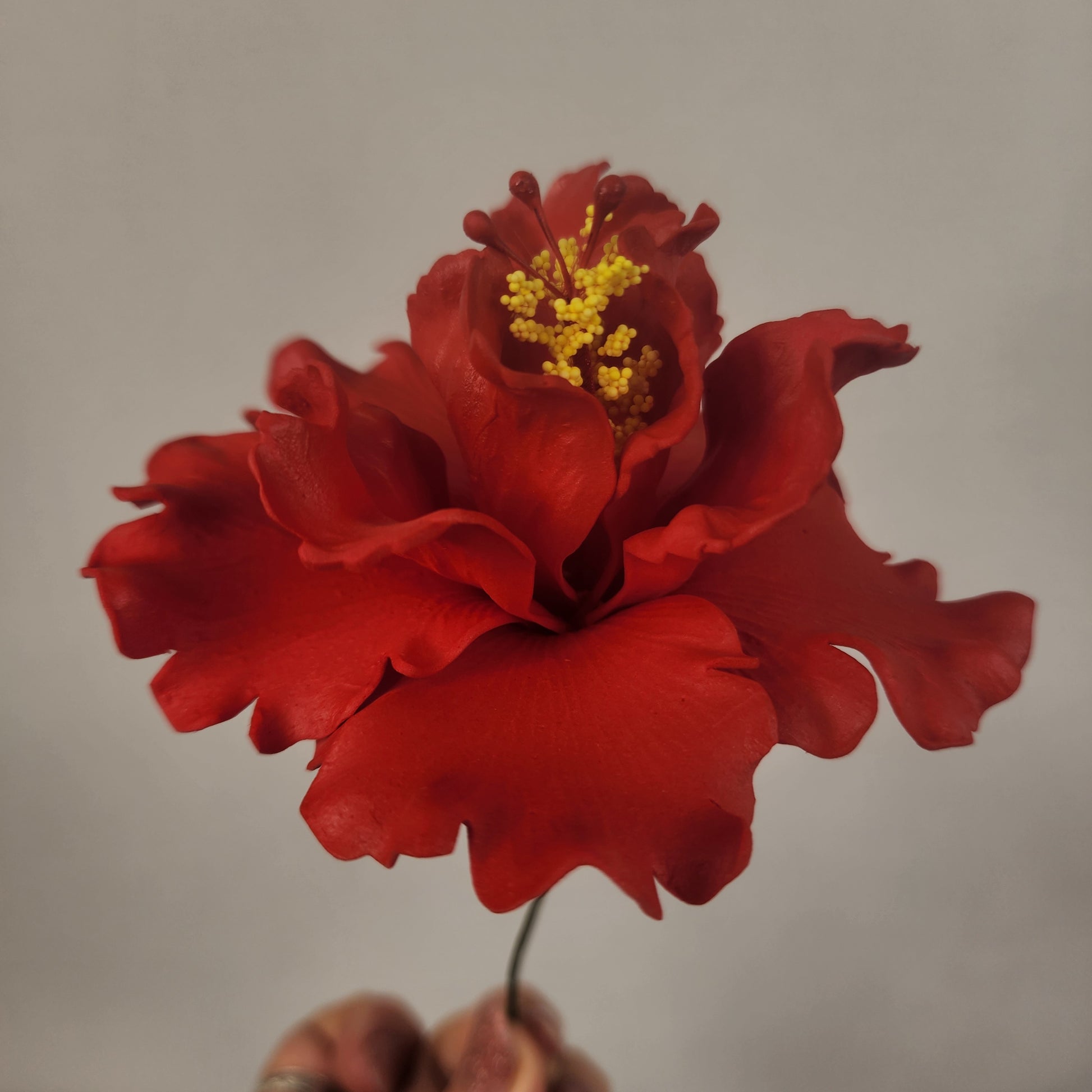 Red Double Hibiscus 11cm- Realistic artificial Flowers