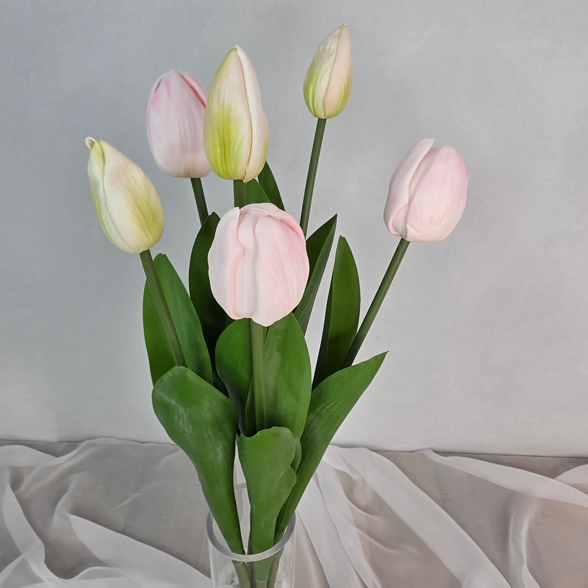Light Pink Tulip Real Touch Bud and Bloom -Realistic Artificial Flowers