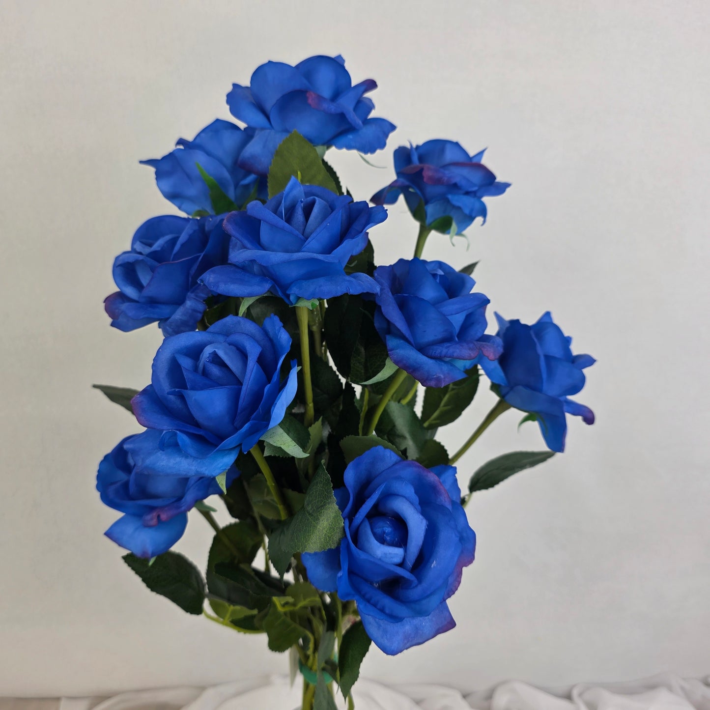 Deep Blue Real Touch Open Bloom Rose - Realistic Artificial Flowers