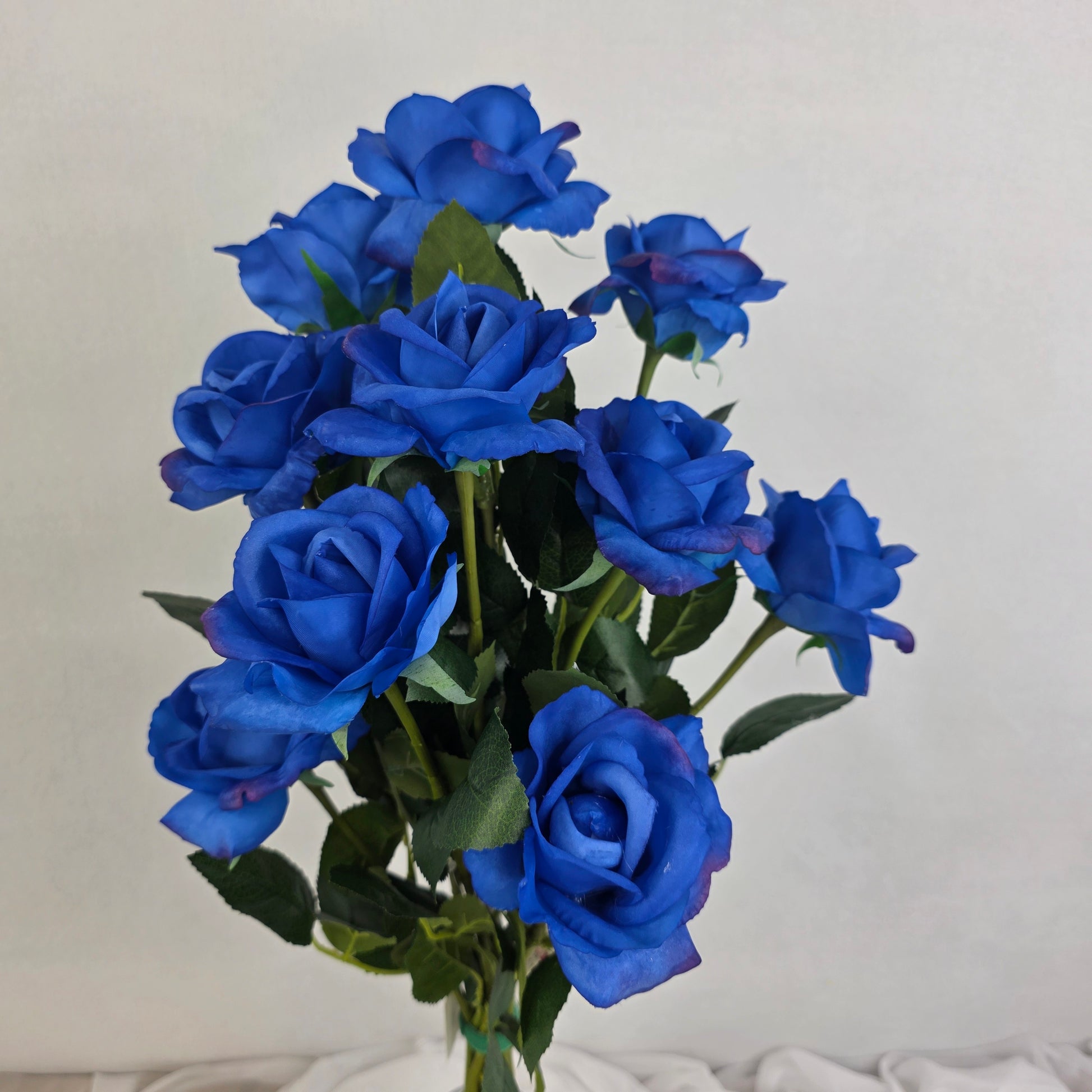 Deep Blue Real Touch Open Bloom Rose - Realistic Artificial Flowers