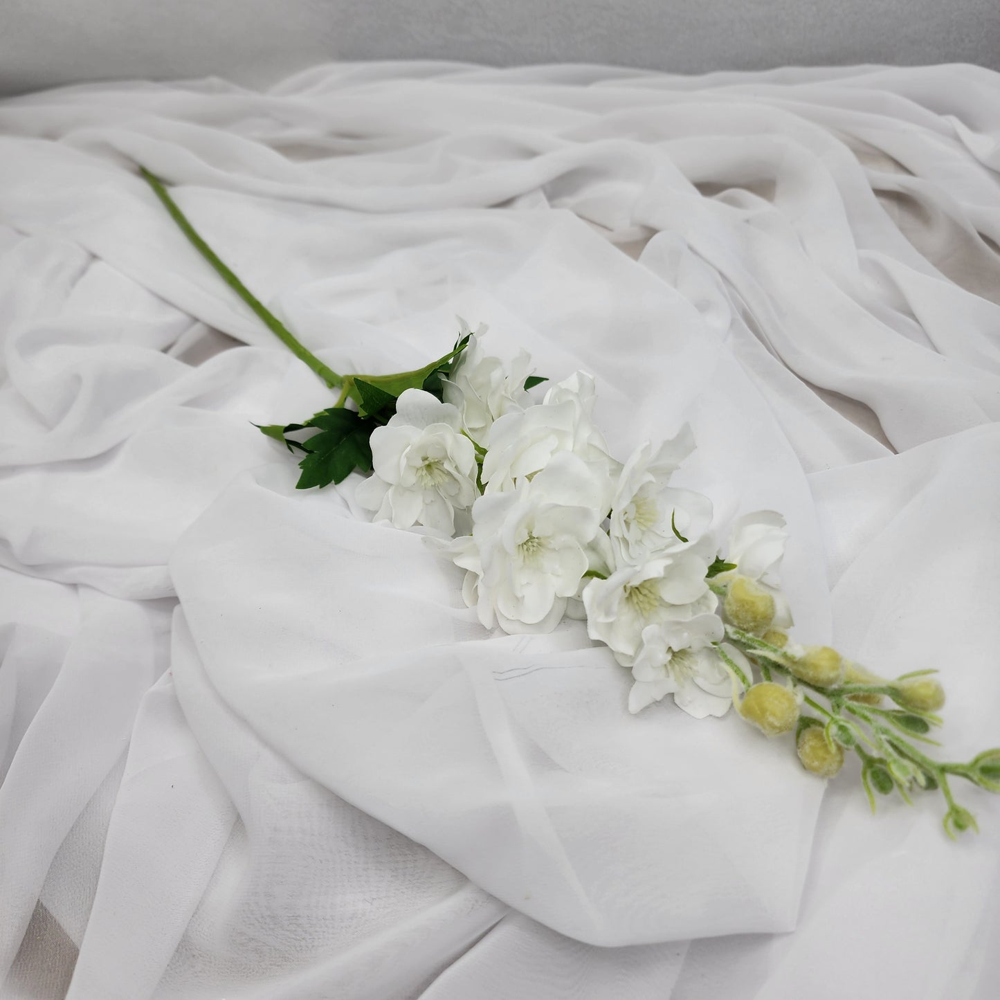 White Small Real Touch Delphinium - Realistic Artificial Flowers
