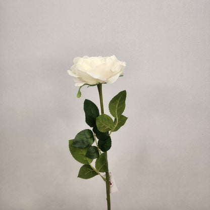 White David Austin Half Bloom Real Touch Rose - Realistic Artificial Flowers