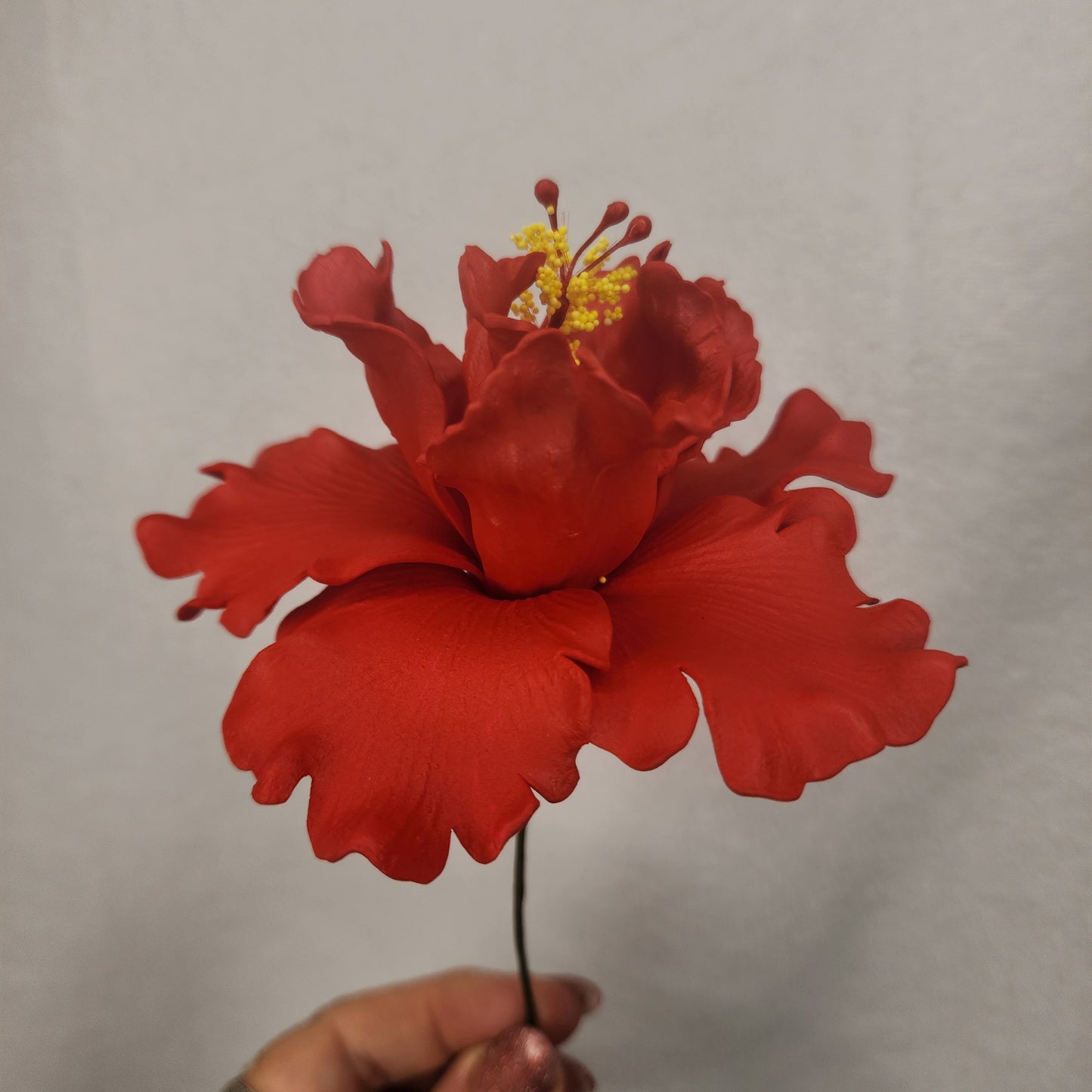 Red Double Hibiscus 11cm- Realistic artificial Flowers