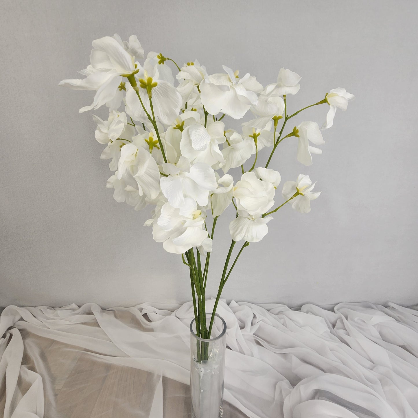 White Sweet Pea Spray- Realistic Artificial Flowers