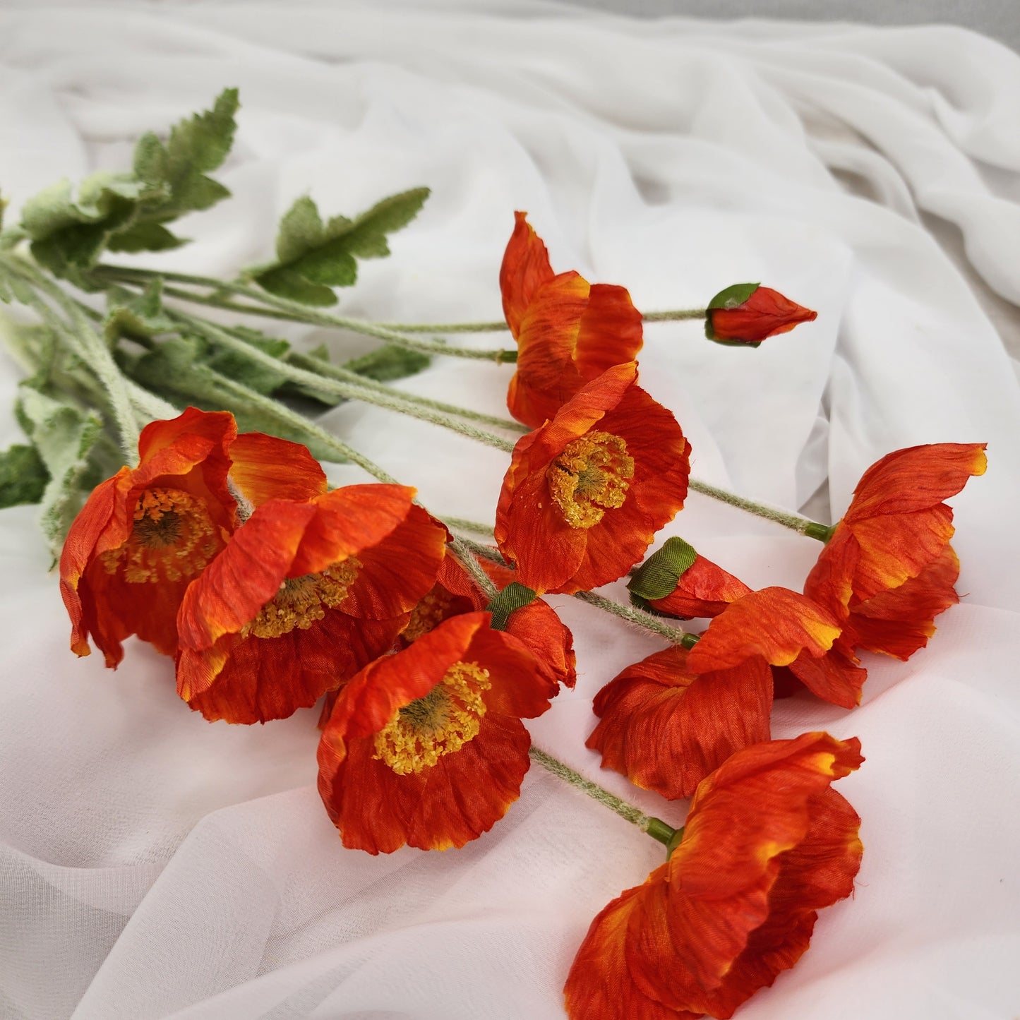 Icelandic Burnt Orange Poppies - Realistic Artificial Flowers
