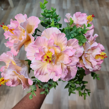 Hibiscus Pink Triple Petal 12.5cm- Realistic artificial Flowers