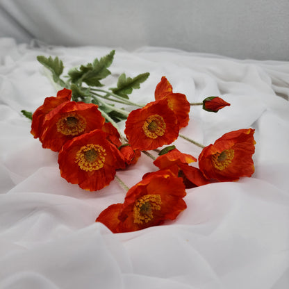 Icelandic Burnt Orange Poppies - Realistic Artificial Flowers