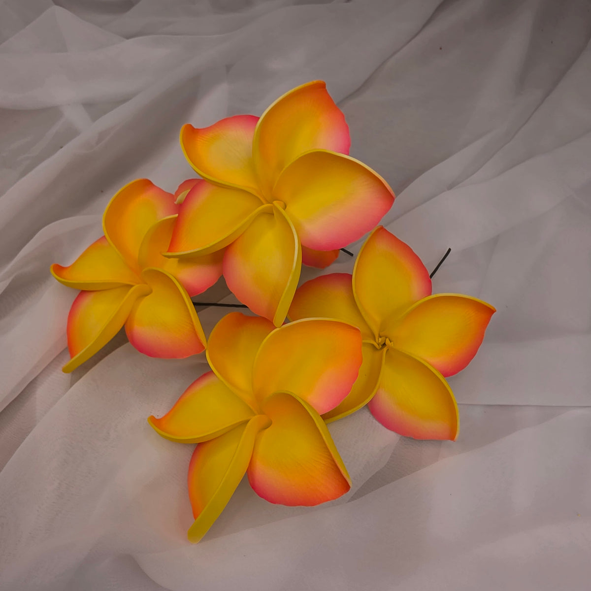 Hot Pink and Yellow Frangipani 11.5cm Flowerhead