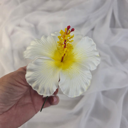 White/Yellow Hibiscus 11.5 cm Flowerhead