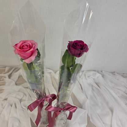 Gift Wrapped, Single Cranberry Rose , Real Touch- Realistic Artificial Flowers