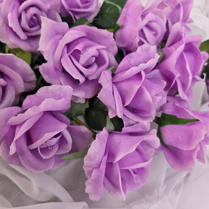 Lilac Real Touch Open Bloom Rose - Realistic Artificial Flowers