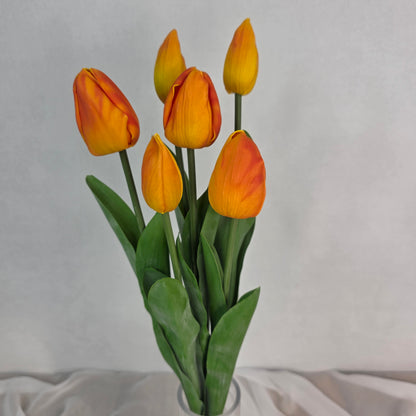 Orange Tulip Real Touch Bud and Bloom -Realistic Artificial Flowers