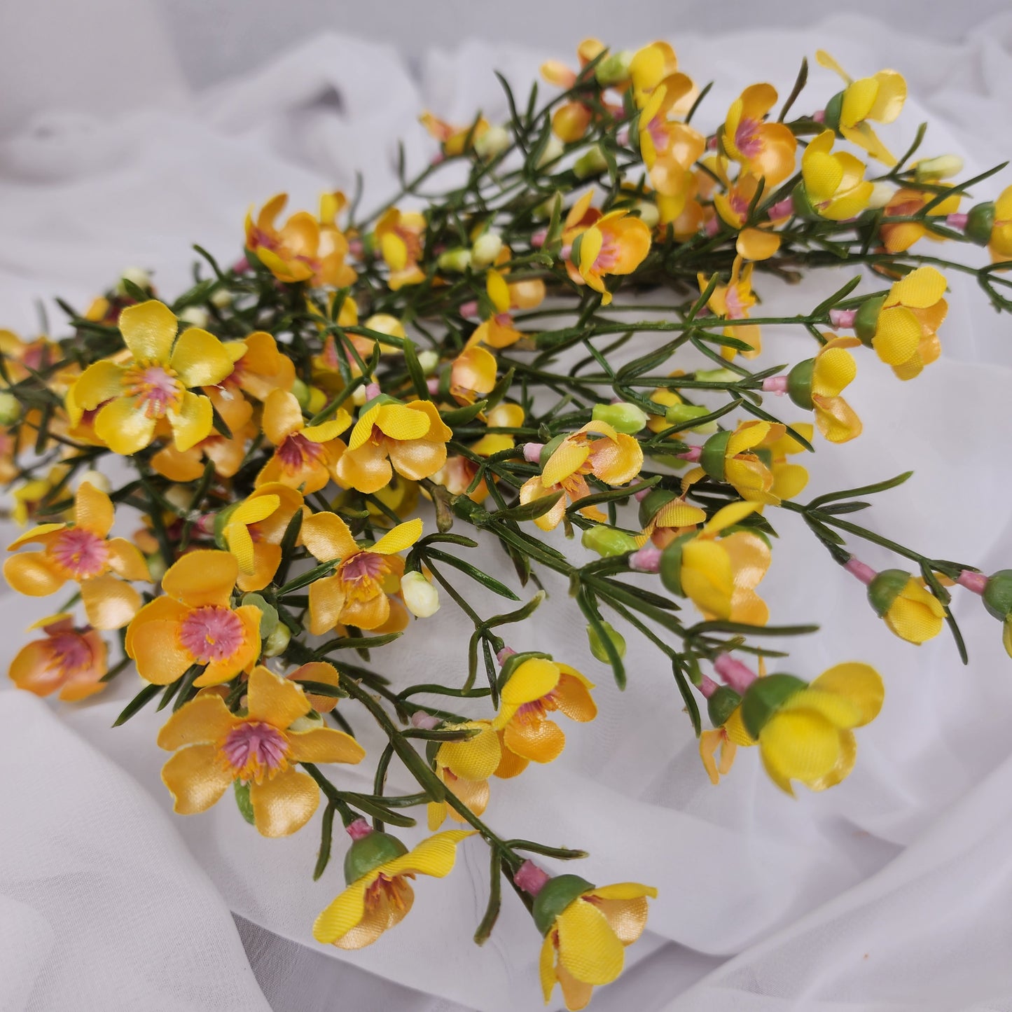 Wax Flower Spray Yellow - Realistic Artificial Flowers