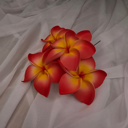 Coral and Yellow Frangipani 11.5cm Flowerhead