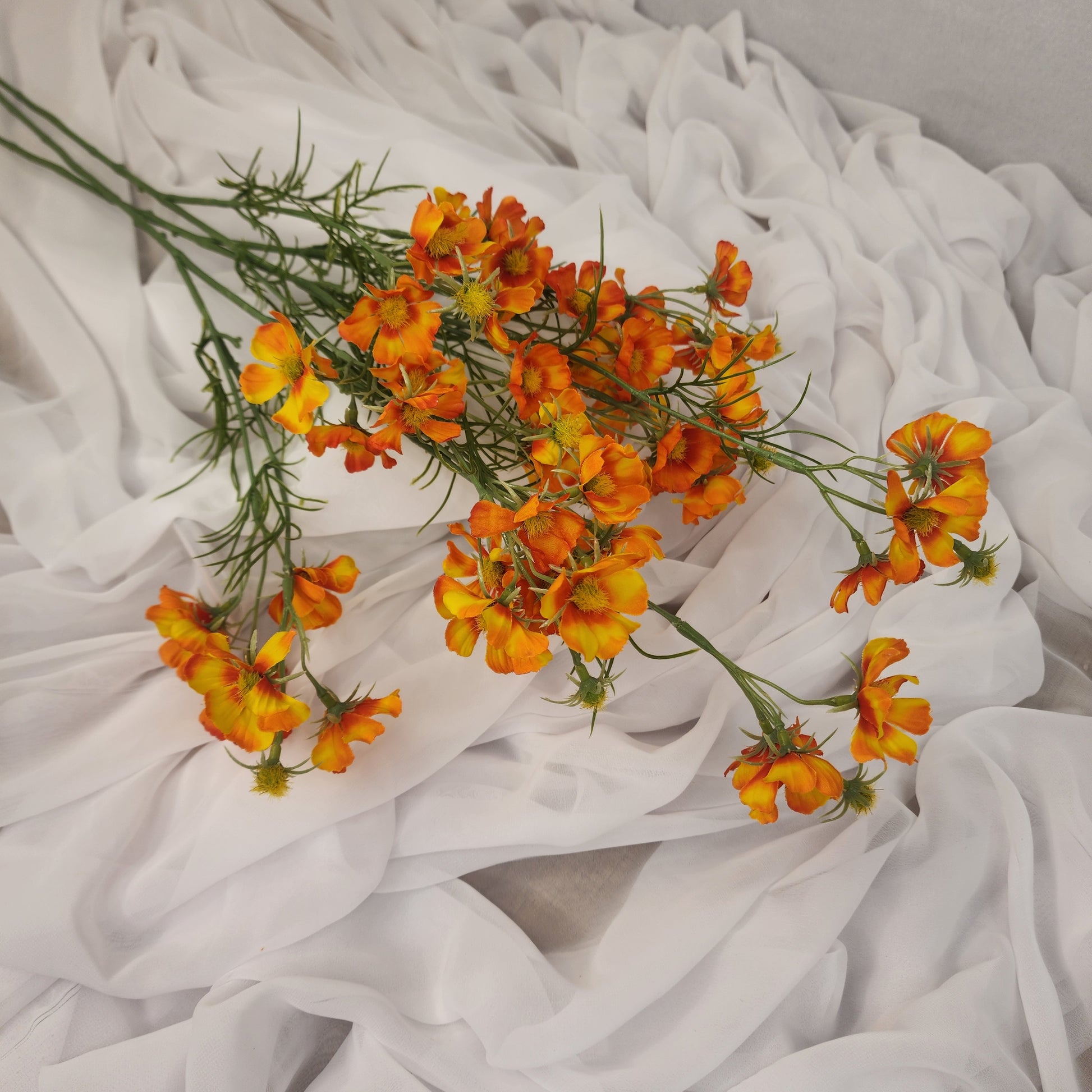Orange Mini Cosmos Spray - Realistic Artificial Flowers