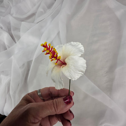 White Hibiscus 8cm Flowerhead