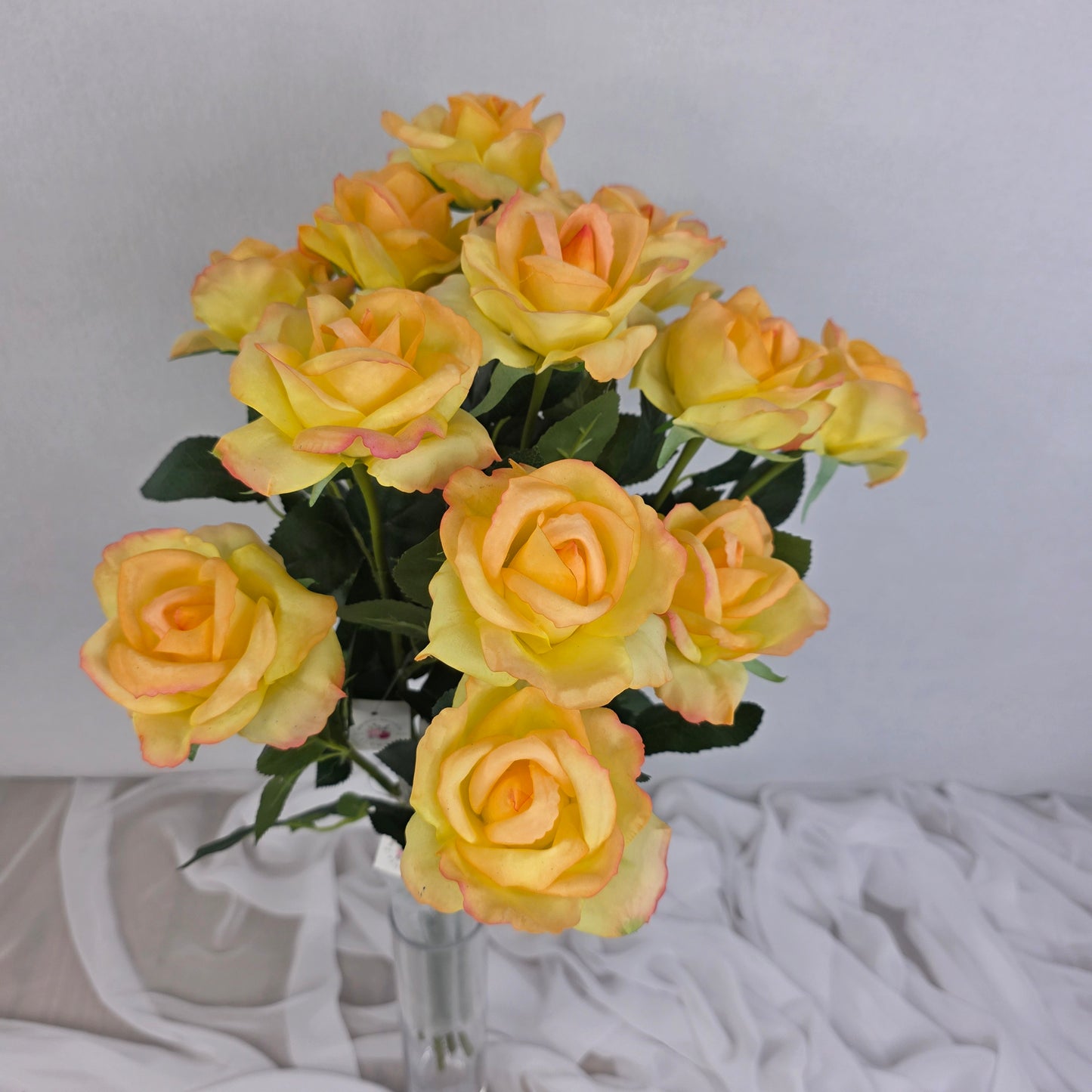 Tangerine Real Touch Open Bloom Rose - Realistic Artificial Flowers