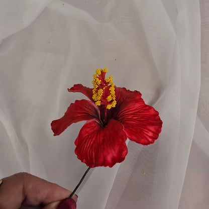 Dark Red Hibiscus 8cm Flowerhead