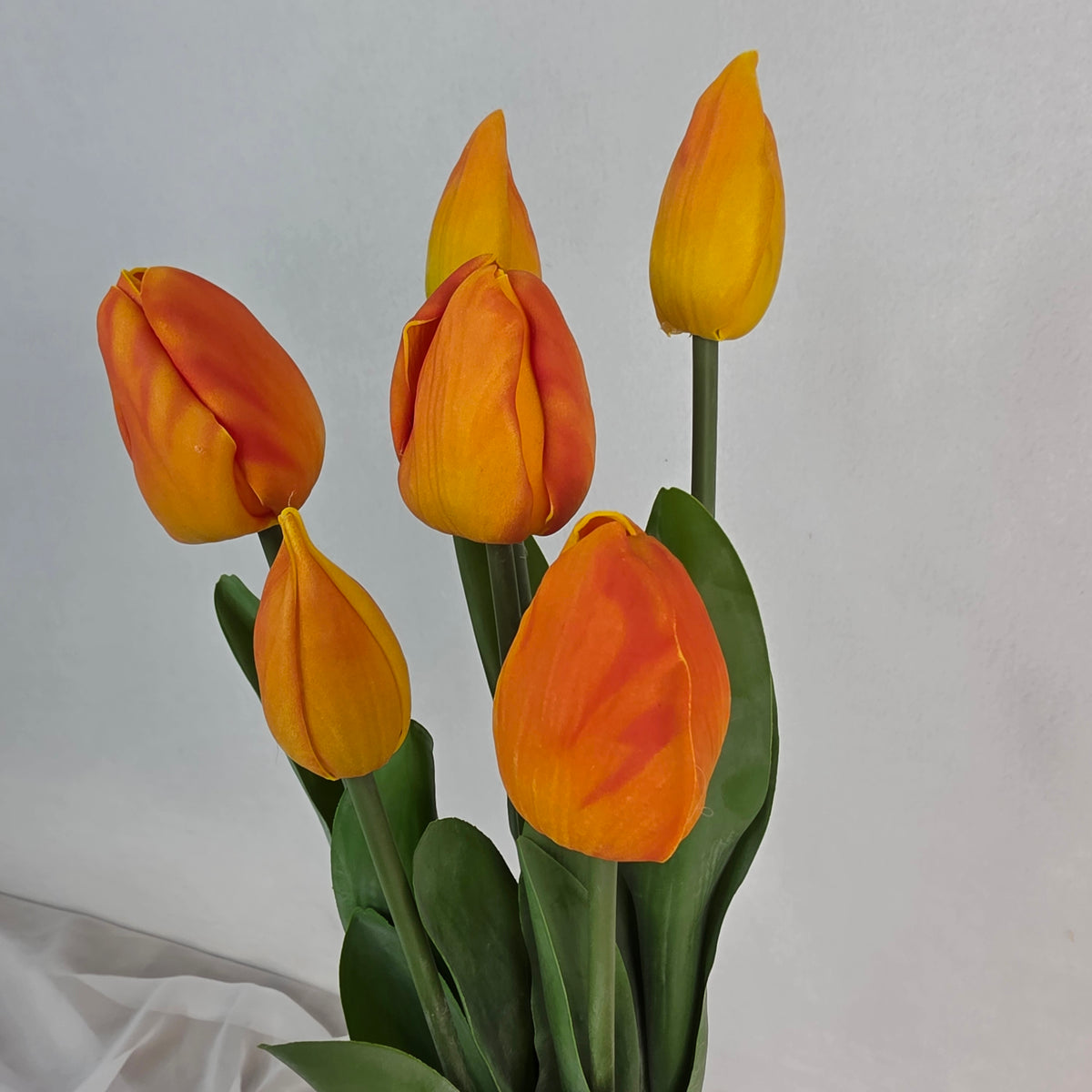 Orange Tulip Real Touch Bud and Bloom -Realistic Artificial Flowers