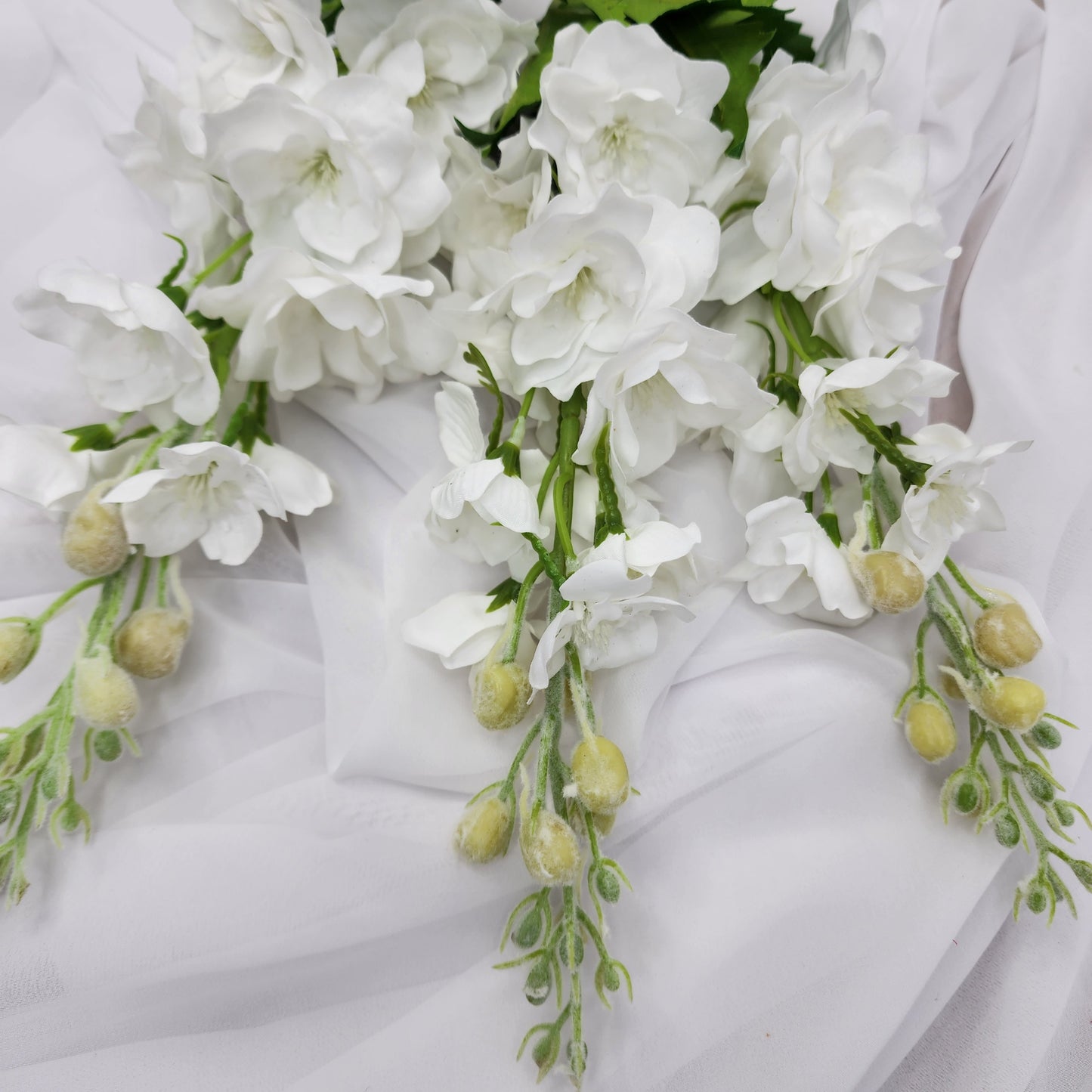 White Small Real Touch Delphinium - Realistic Artificial Flowers