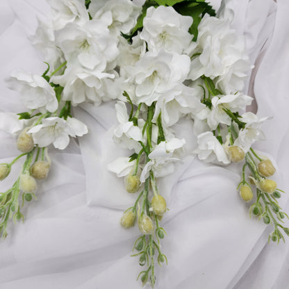 White Small Real Touch Delphinium - Realistic Artificial Flowers