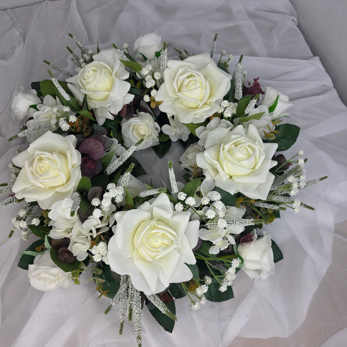 Wreath in Whites and Green