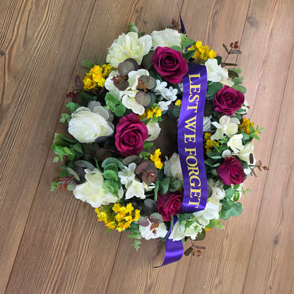 Wreath in Burgundy, White and Yellow