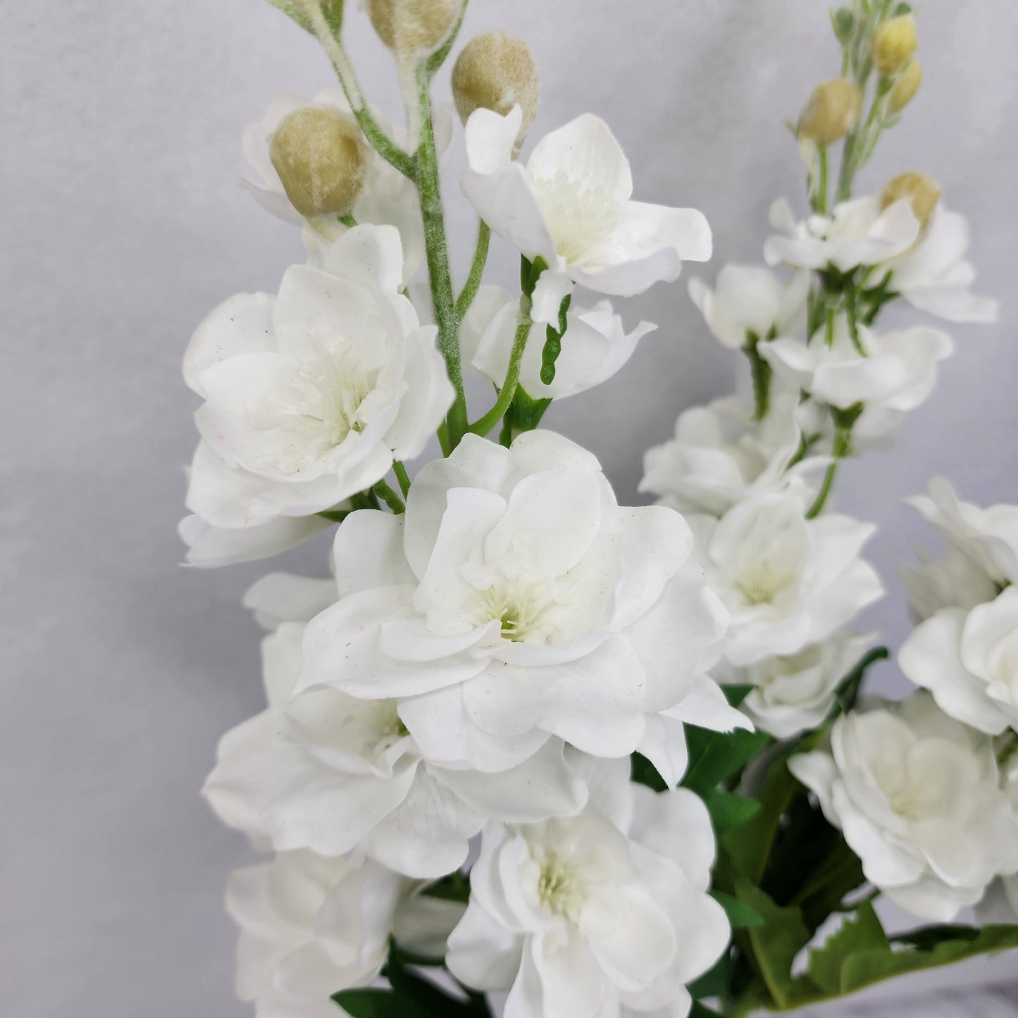 White Small Real Touch Delphinium - Realistic Artificial Flowers